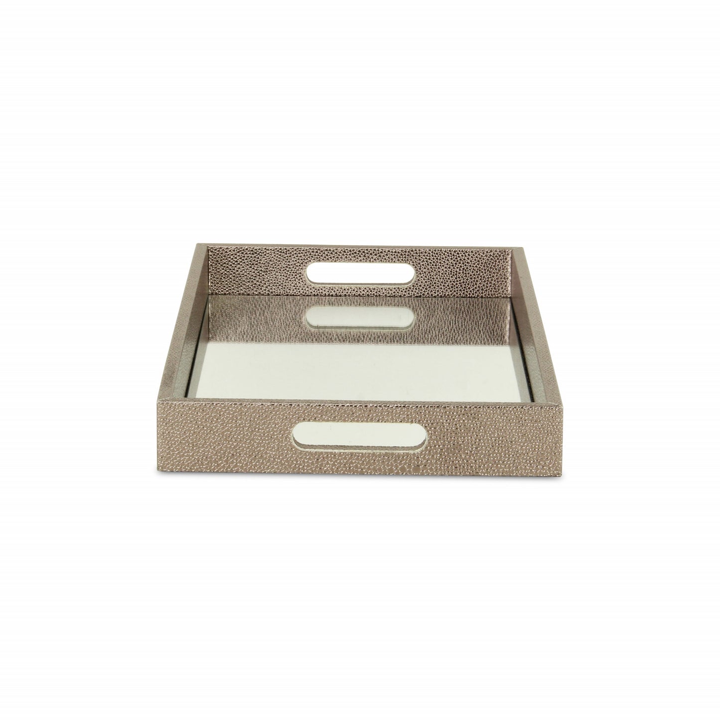 16" Gray Rectangular Wood Handmade Tray With Handles-4
