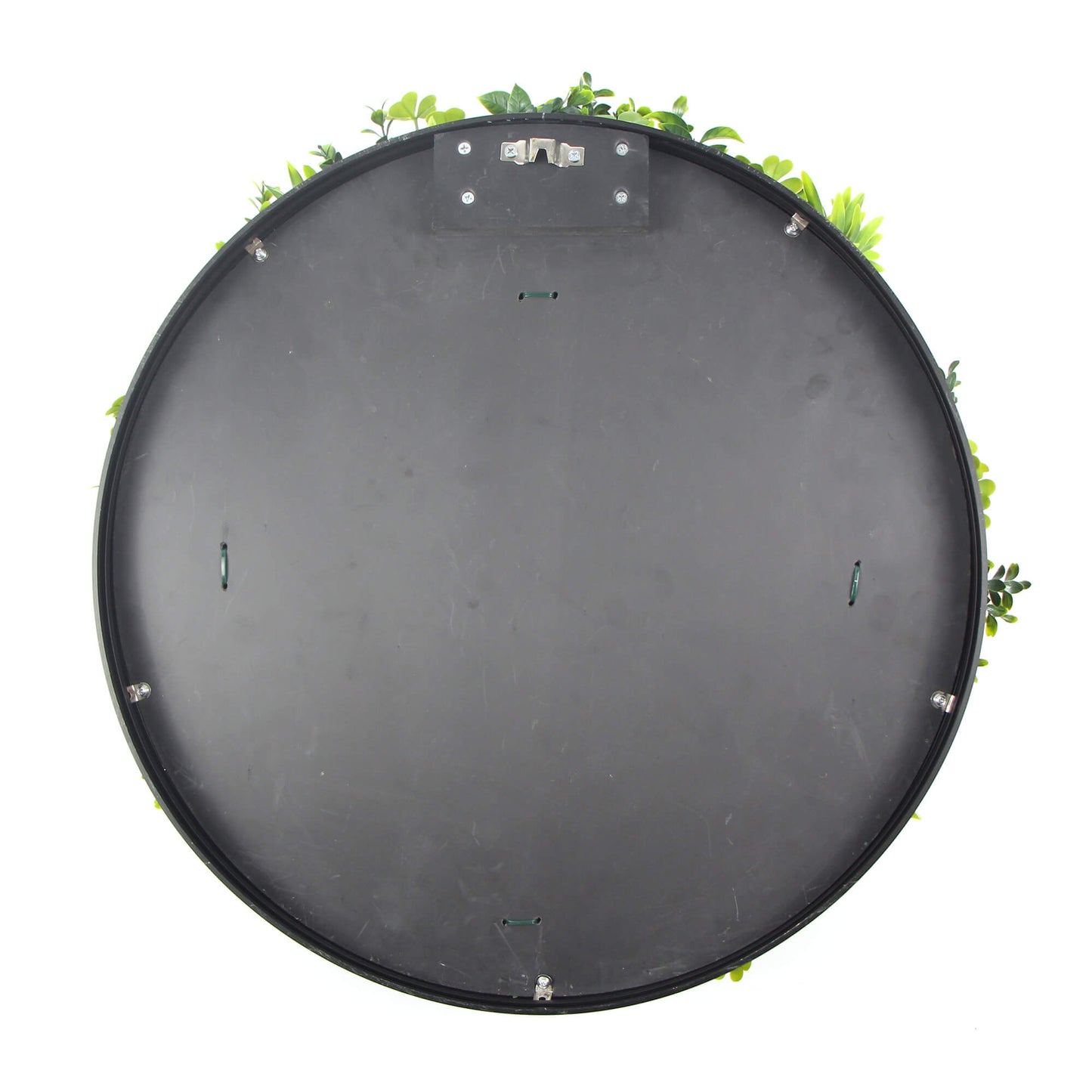 Slimline Flowering White Artificial Green Wall Disc UV Resistant 40" (White Frame Wall Art)-3