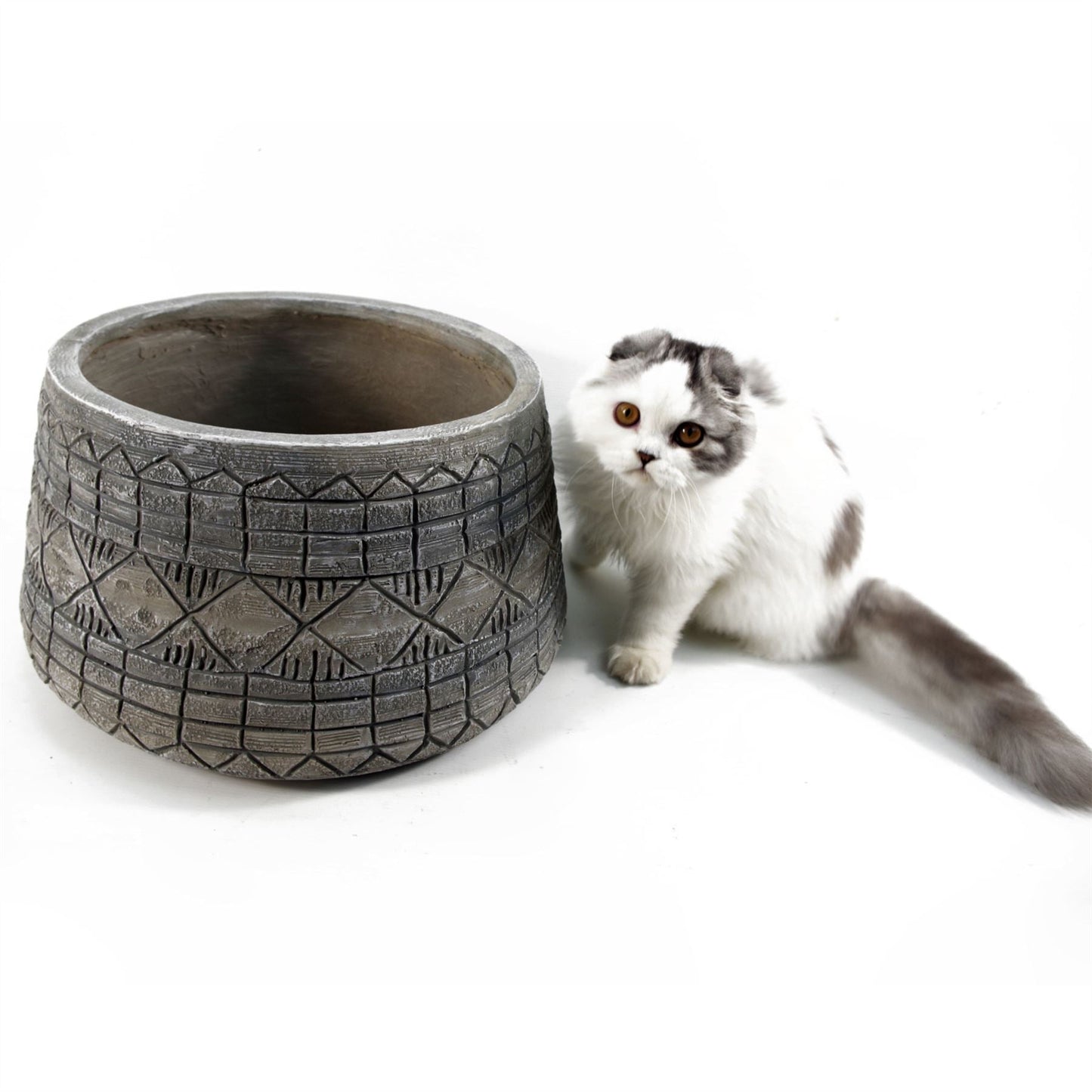 Large Planters Plant Pots Large Grey Gliese Embossed Planter 22cm x 37cm Botanik-4