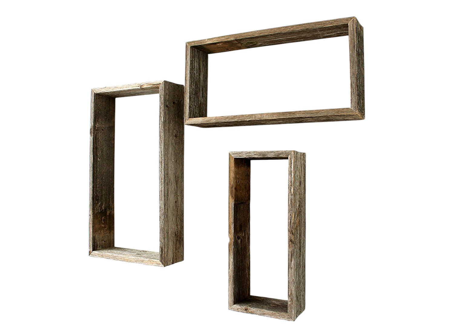 Set of Three Gray Wood Hanging Dimensional Sculpture-1