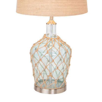 Set of Two 28" Light Blue And Silver Glass And Metal Coastal Table Lamps-4