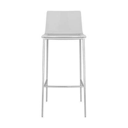 Set of Two 30" Clear And Silver Plastic Low Back Bar Height Bar Chairs-3