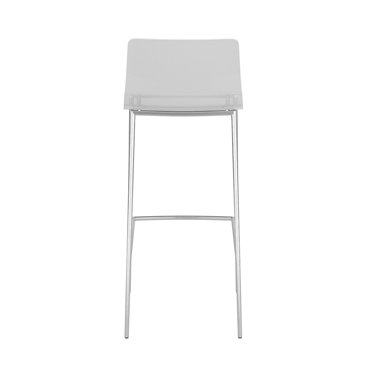 Set of Two 30" Clear And Silver Plastic Low Back Bar Height Bar Chairs-5