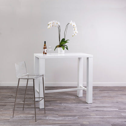 Set of Two 30" Clear And Silver Plastic Low Back Bar Height Bar Chairs-7