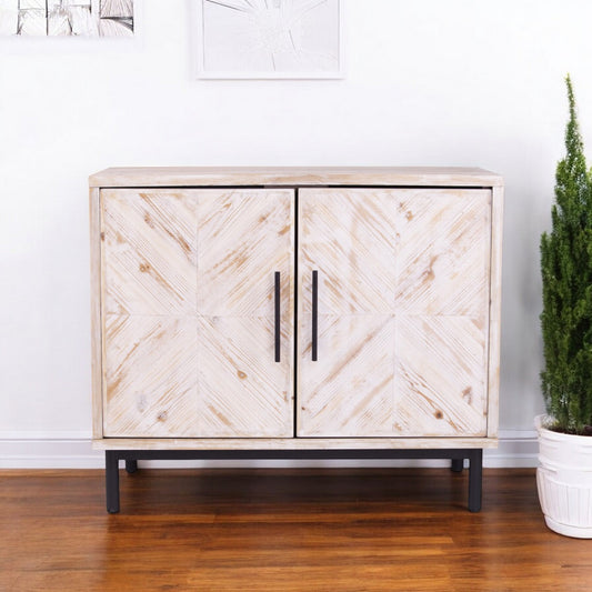 Modern Farmhouse Rustic Natural Accent Storage Cabinet-0