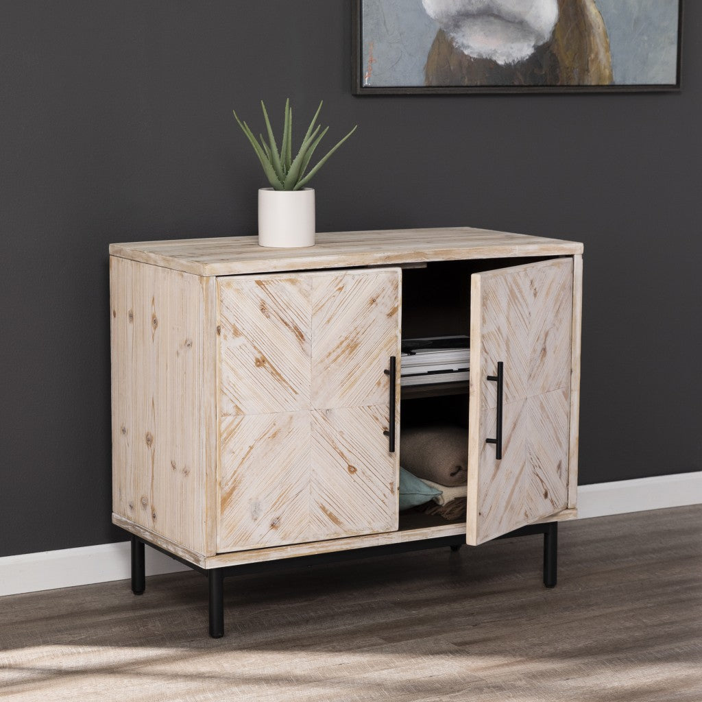 Modern Farmhouse Rustic Natural Accent Storage Cabinet-8