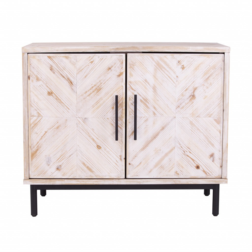 Modern Farmhouse Rustic Natural Accent Storage Cabinet-1