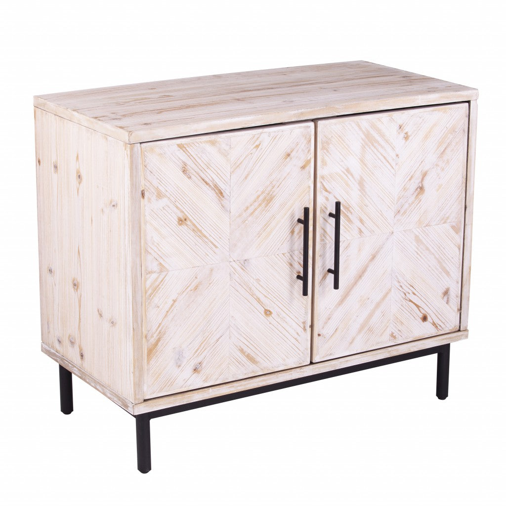 Modern Farmhouse Rustic Natural Accent Storage Cabinet-2