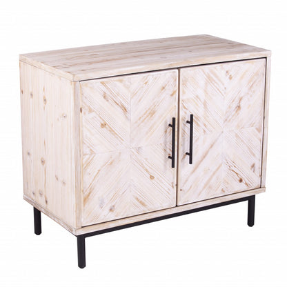 Modern Farmhouse Rustic Natural Accent Storage Cabinet-2