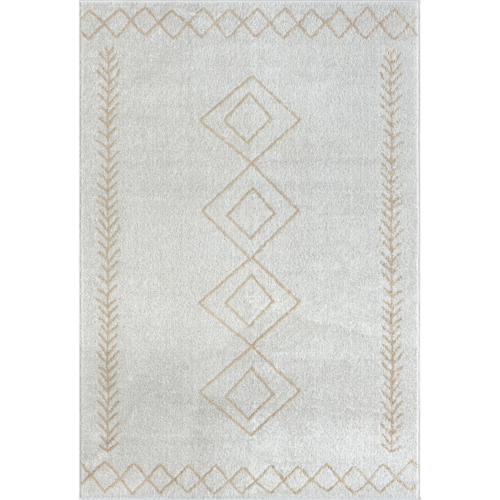 8' X 10' Cream Diamond Area Rug-0