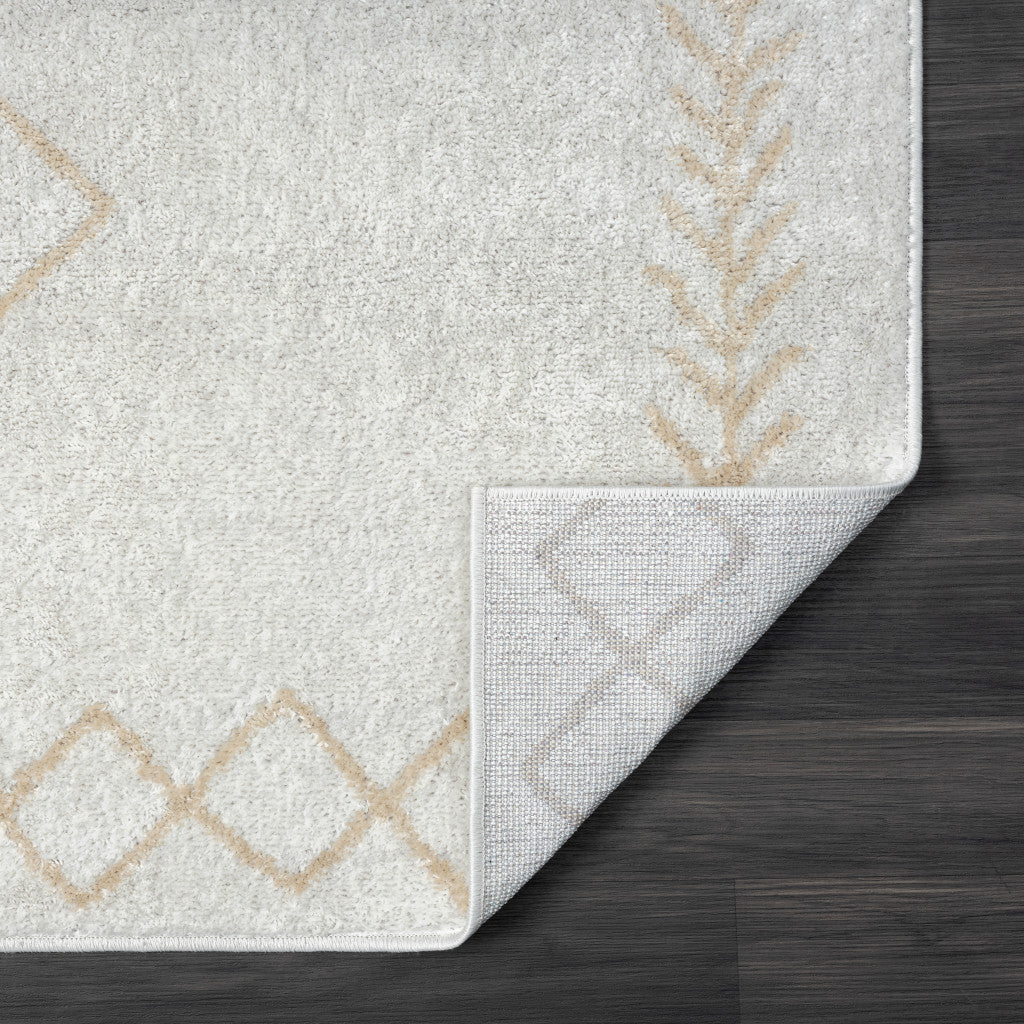 8' X 10' Cream Diamond Area Rug-4