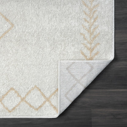 8' X 10' Cream Diamond Area Rug-4