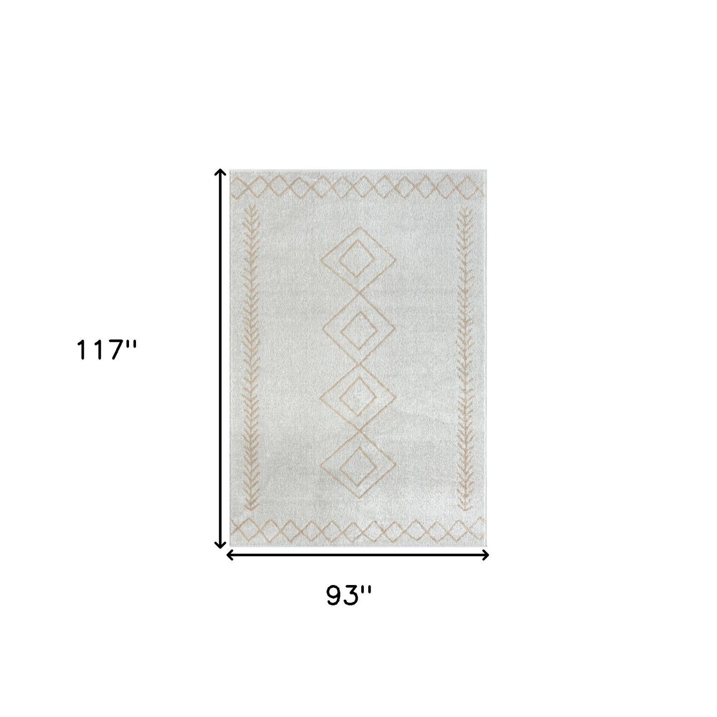 8' X 10' Cream Diamond Area Rug-6
