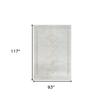 8' X 10' Cream Diamond Area Rug-6