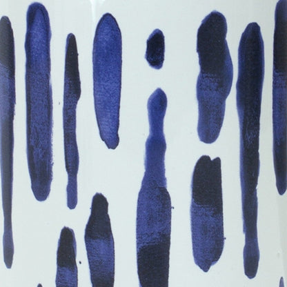 Set of Two Blue and White Abstract Cylinder Ceramic Table Vase-5