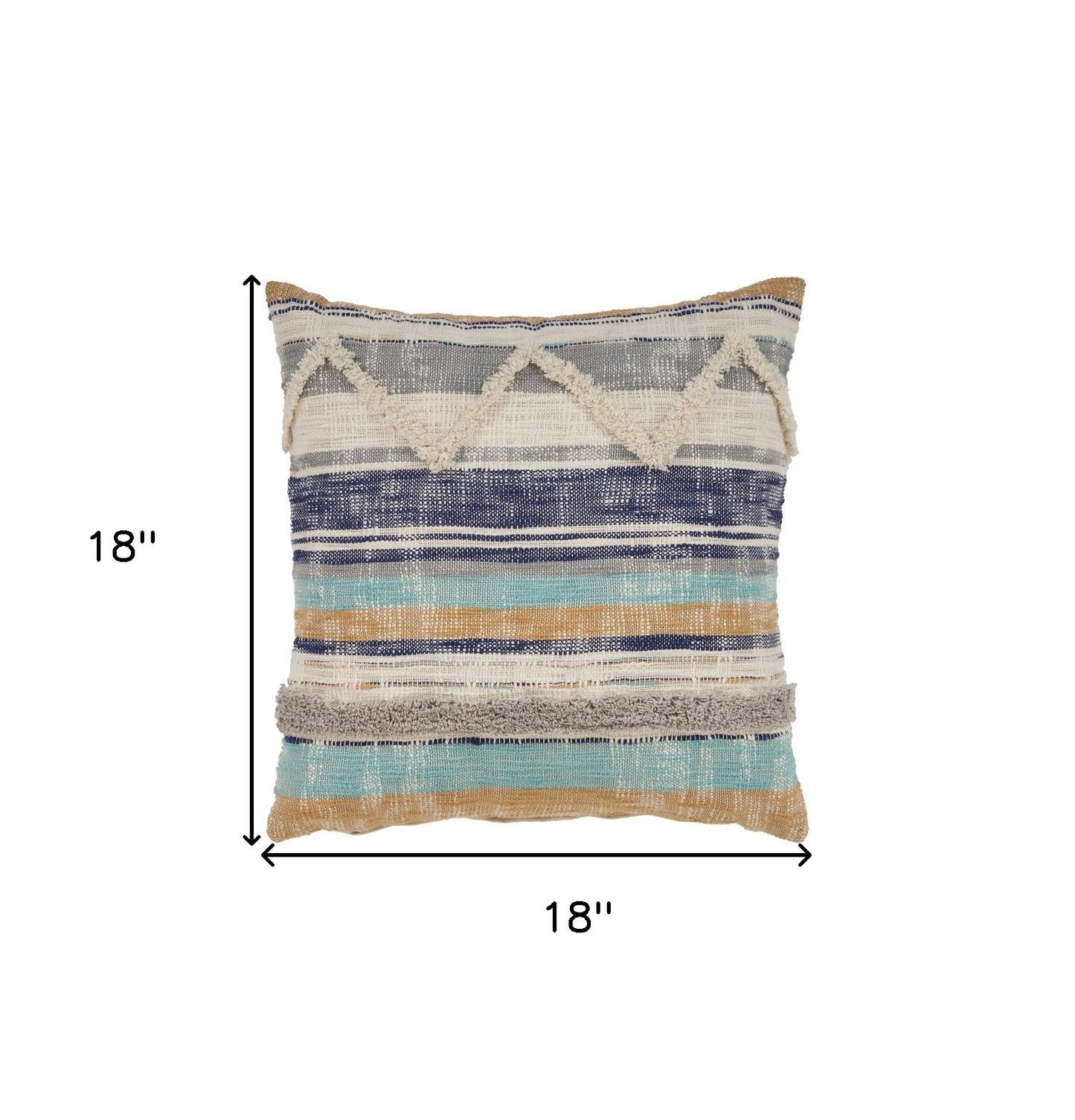 18" Beige Blue and Gray Throw Pillow-6