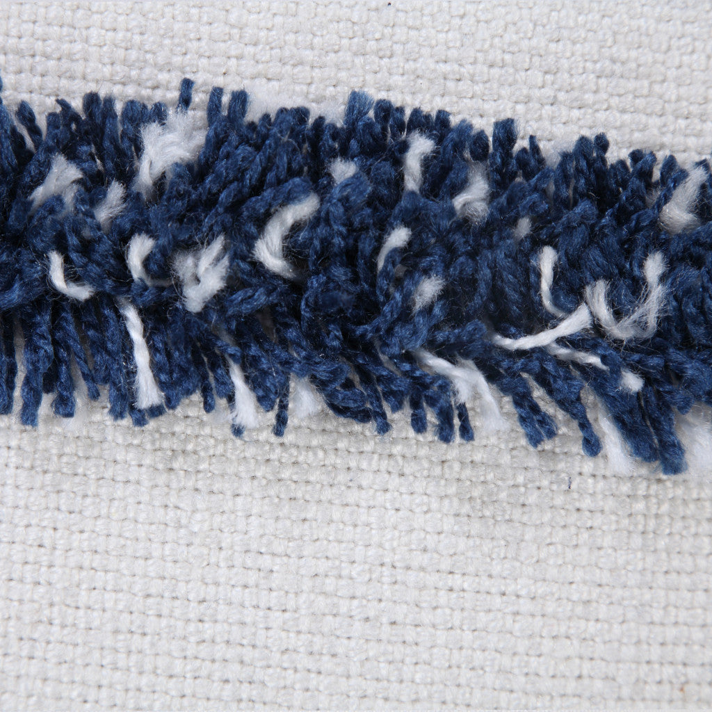 20" Navy Blue And White Fabric Coastal Throw Pillow-5