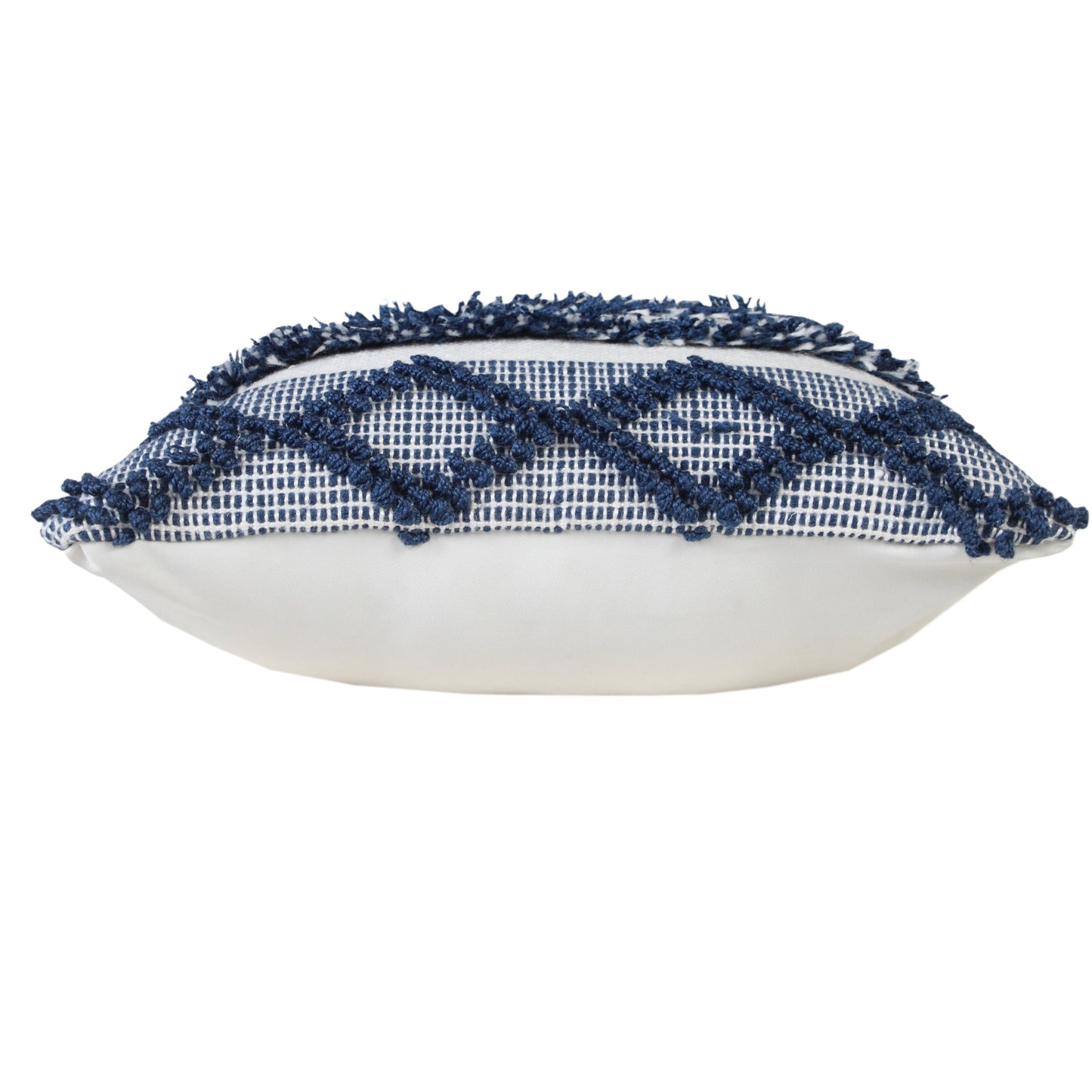 20" Navy Blue And White Fabric Coastal Throw Pillow-4