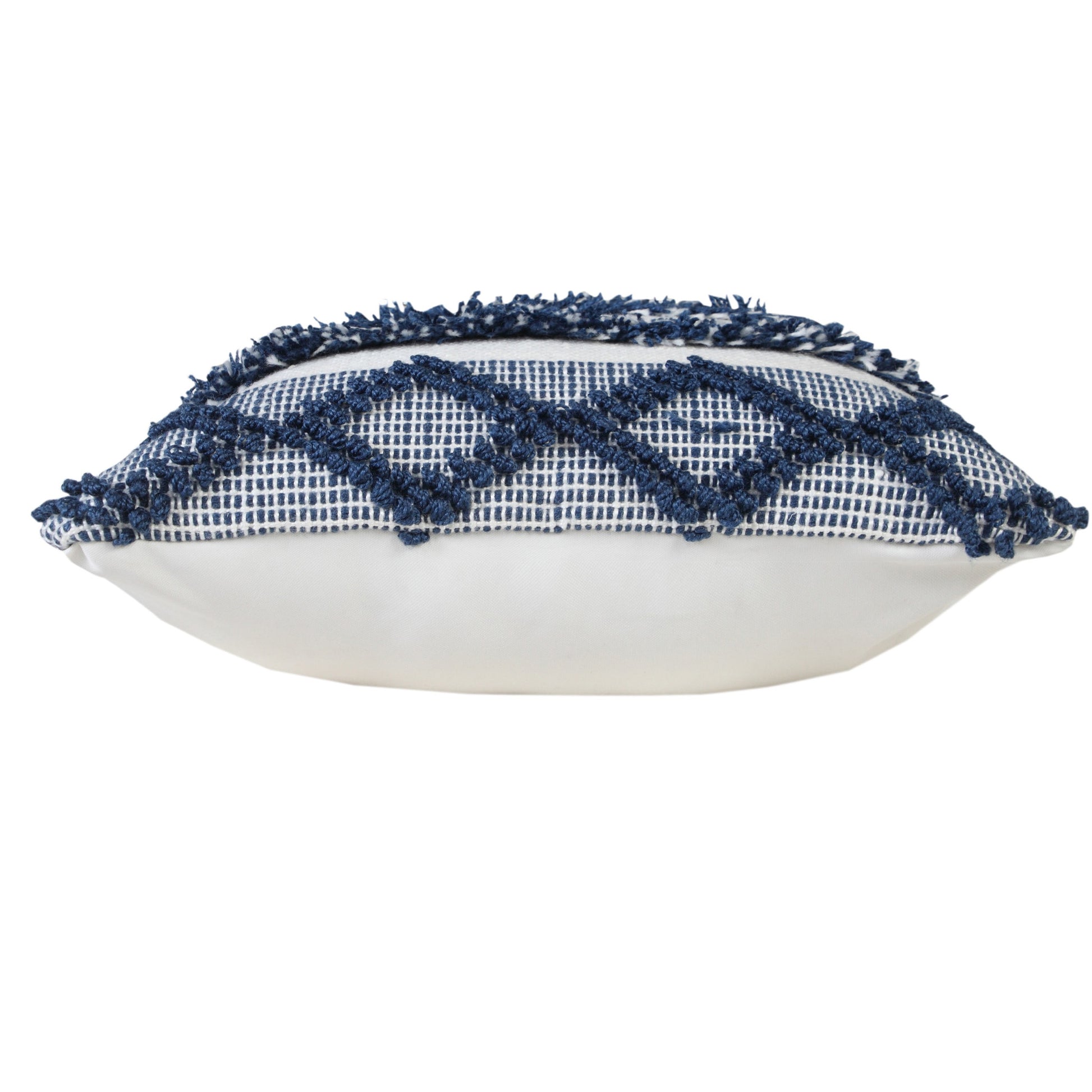 20" Navy Blue And White Fabric Coastal Throw Pillow-4