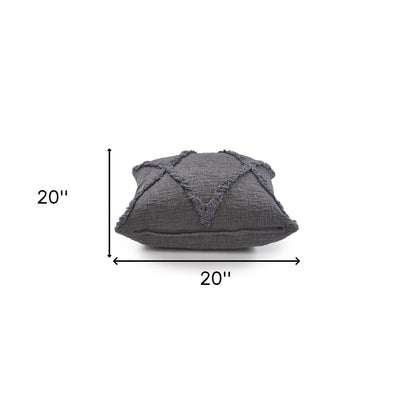 20" X 20" Dark Gray 100% Cotton Geometric Zippered Pillow-8