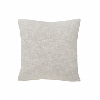 20" Ivory and Blue Coastal Cotton Throw Pillow With Texture-2