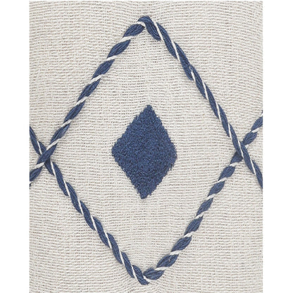 20" Ivory and Blue Coastal Cotton Throw Pillow With Texture-3