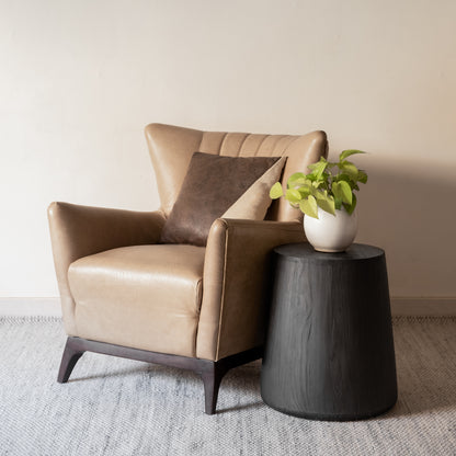 18" Ebony Solid Wood Round End Table-6