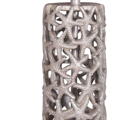 Set of Two 30" Silver Coastal Starfish Table Lamps With Beige Drum Shades-4