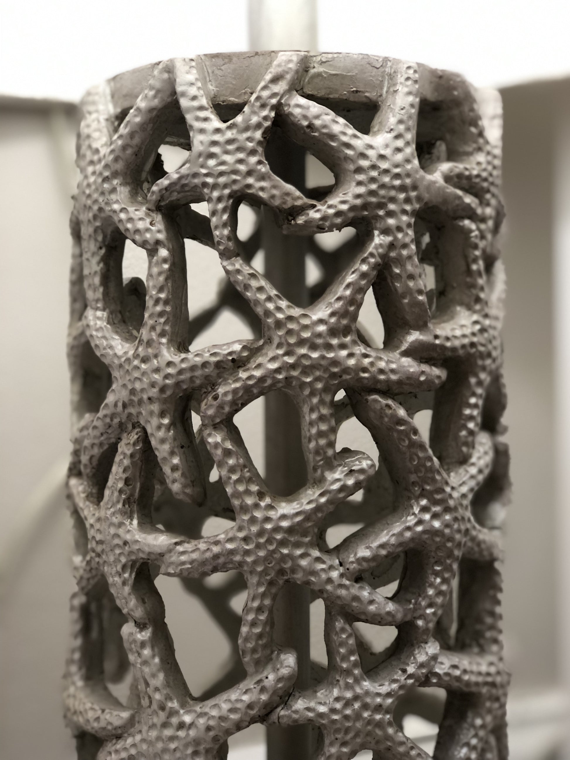 Set of Two 30" Silver Coastal Starfish Table Lamps With Beige Drum Shades-6