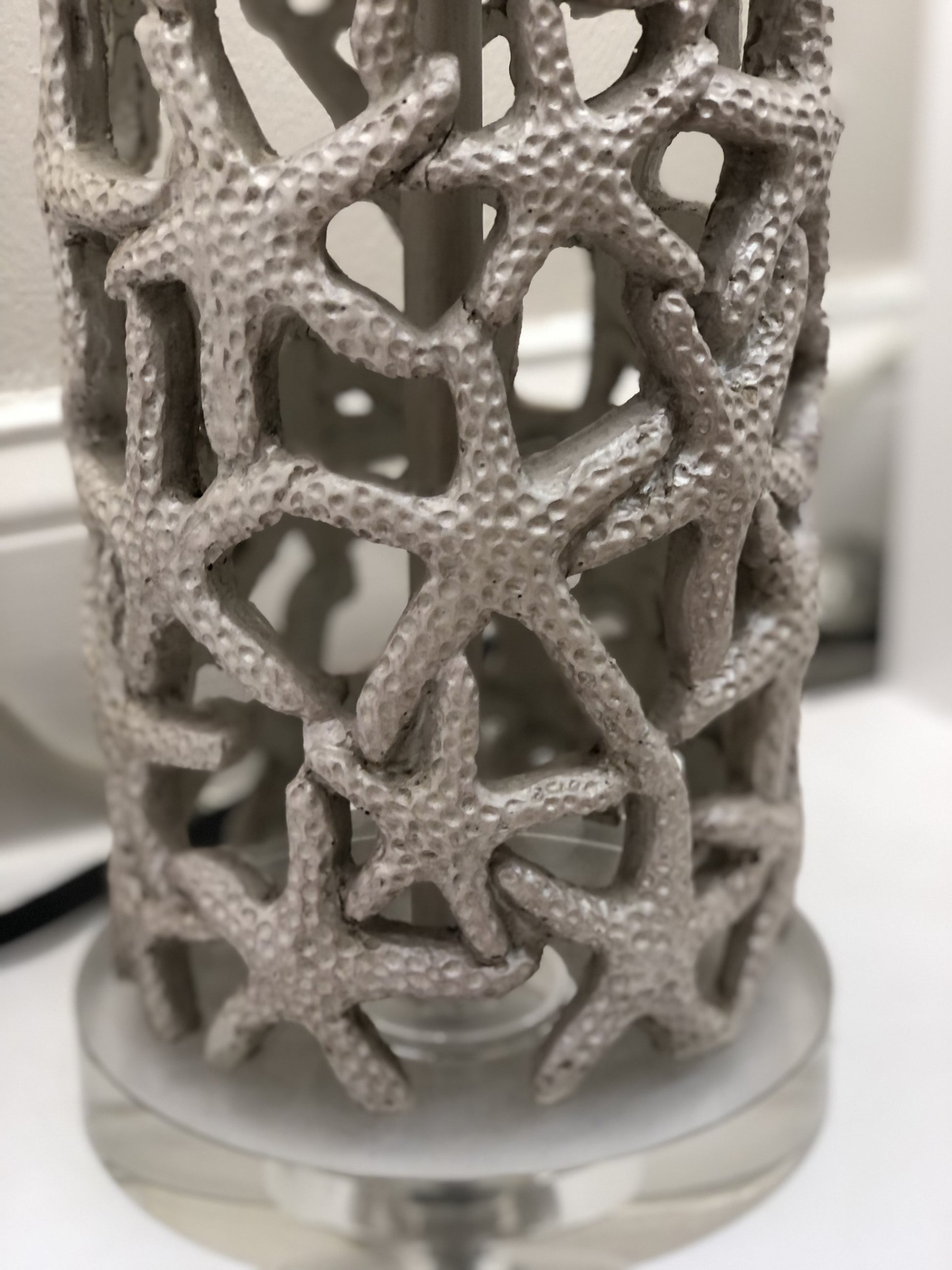 Set of Two 30" Silver Coastal Starfish Table Lamps With Beige Drum Shades-7