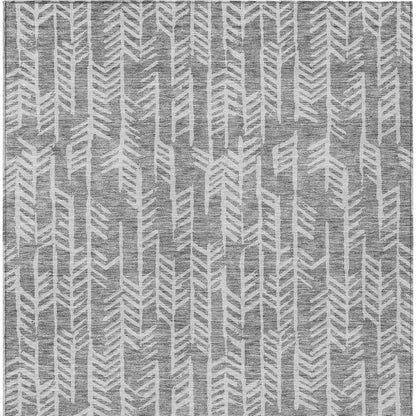 8' X 10' Gray And Silver Tribal Washable Indoor Outdoor Area Rug-6