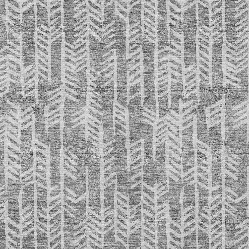 8' X 10' Gray And Silver Tribal Washable Indoor Outdoor Area Rug-5