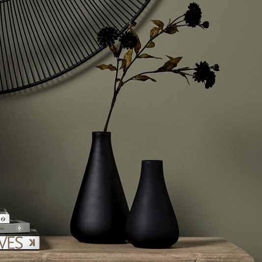 Black Tapered  Short Glass Vase-4
