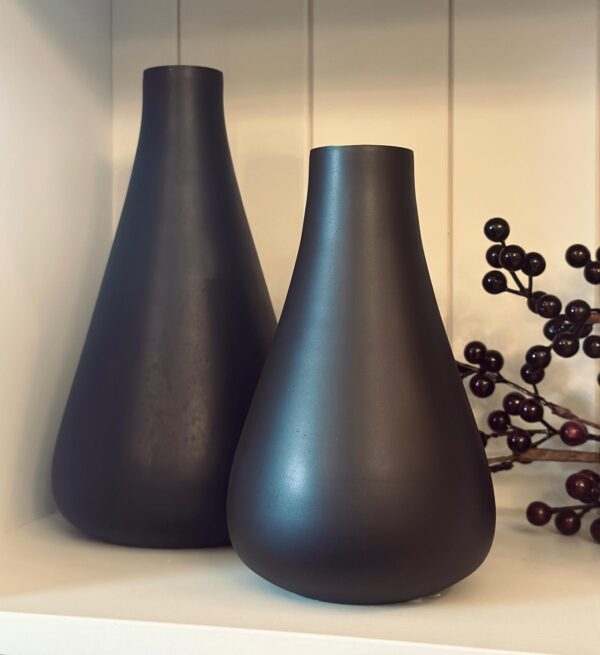 Black Tapered  Short Glass Vase-0