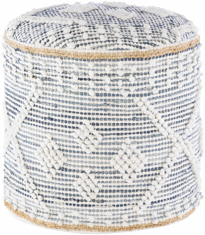 Coombabah Blue and White Cylinder Pouf-0