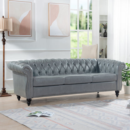 Rolled Arm Chesterfield 3 Seater Sofa-4