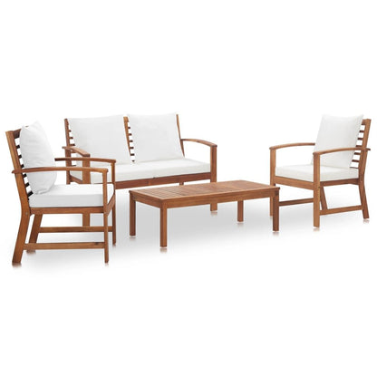 4 Piece Garden Lounge Set with Cushions Solid Acacia Wood-0